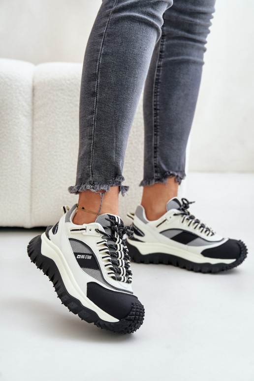 Peau Chaussures modèle baskets Féminin avec une plateforme Big Star OO274A220 HI-POLY SYSTEM Blanc-couleur noire Peau Chaussures modèle baskets Féminin avec une plateforme Big Star OO274A220 HI-POLY SYSTEM Blanc-couleur noire