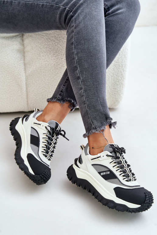 Peau Chaussures modèle baskets Féminin avec une plateforme Big Star OO274A220 HI-POLY SYSTEM Blanc-couleur noire Peau Chaussures modèle baskets Féminin avec une plateforme Big Star OO274A220 HI-POLY SYSTEM Blanc-couleur noire