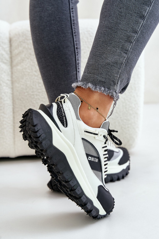 Peau Chaussures modèle baskets Féminin avec une plateforme Big Star OO274A220 HI-POLY SYSTEM Blanc-couleur noire Peau Chaussures modèle baskets Féminin avec une plateforme Big Star OO274A220 HI-POLY SYSTEM Blanc-couleur noire