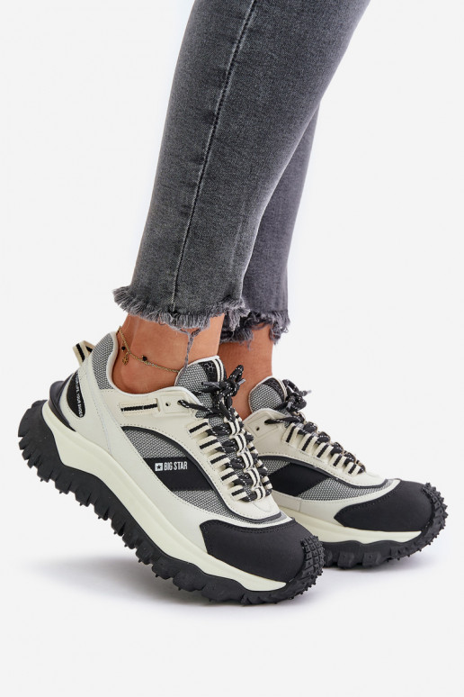 Peau Chaussures modèle baskets Féminin avec une plateforme Big Star OO274A220 HI-POLY SYSTEM Blanc-couleur noire Peau Chaussures modèle baskets Féminin avec une plateforme Big Star OO274A220 HI-POLY SYSTEM Blanc-couleur noire