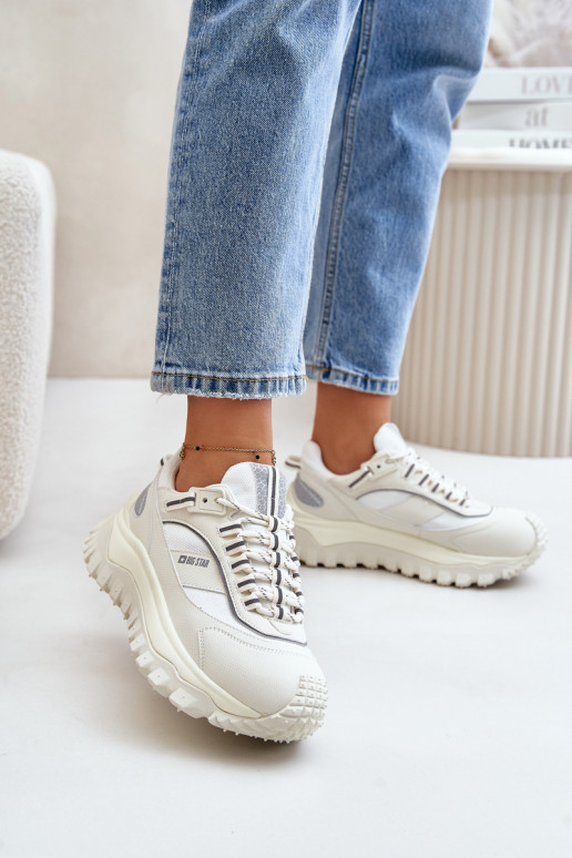 Peau Chaussures modèle baskets Féminin avec une plateforme Big Star OO274A221 HI-POLY SYSTEM couleur blanche Peau Chaussures modèle baskets Féminin avec une plateforme Big Star OO274A221 HI-POLY SYSTEM couleur blanche