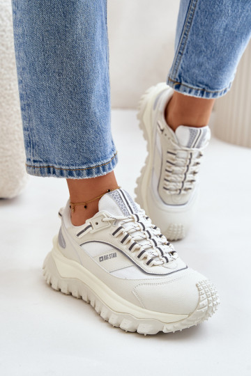 Peau Chaussures modèle baskets Féminin avec une plateforme Big Star OO274A221 HI-POLY SYSTEM couleur blanche 2