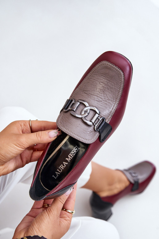 Peau Chaussures avec des talons avec des détails dorés Laura Messi 2861 Bourgogne