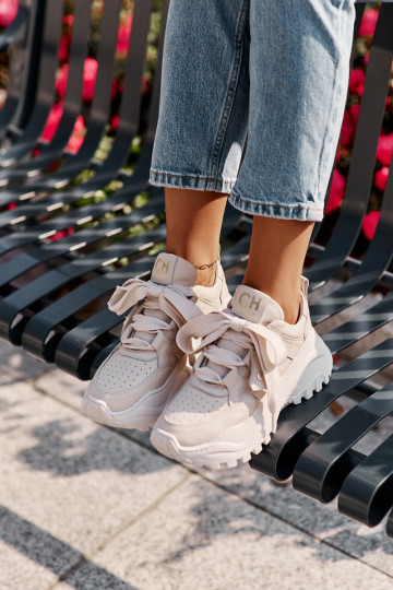 Féminin Peau Chaussures modèle baskets beige CheBello 4583 2