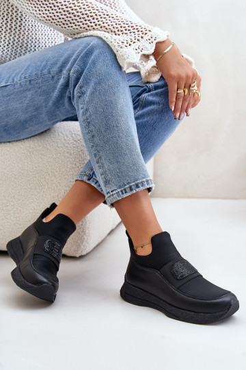 baskets avec une plateforme Peau couleur noire Artiker 55C0035