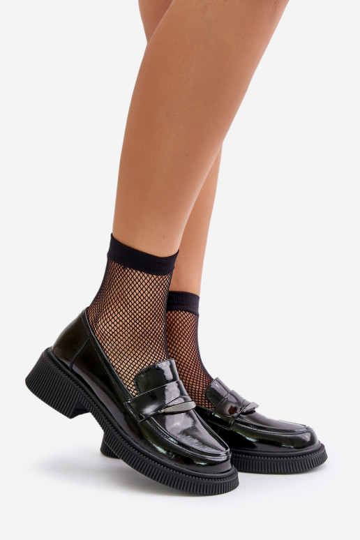 Mocassins laqués Mocassins Féminin avec des ornements D&A LZ42-031 couleur noire