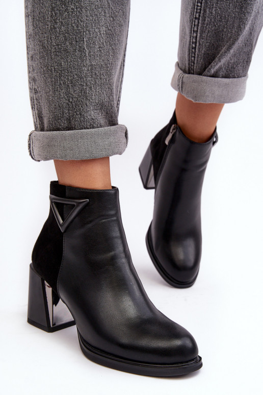 avec effet vernis Bottes avec des talons réchauffer MR880-093 couleur noire avec effet vernis Bottes avec des talons réchauffer MR880-093 couleur noire