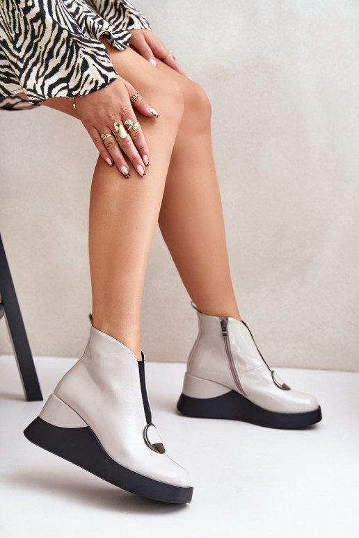 avec effet vernis Bottes Sur un coin réchauffer D&A MR880-136 couleur grise avec effet vernis Bottes Sur un coin réchauffer D&A MR880-136 couleur grise