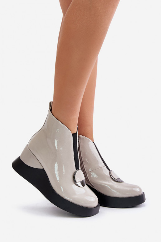 avec effet vernis Bottes Sur un coin réchauffer D&A MR880-136 couleur grise avec effet vernis Bottes Sur un coin réchauffer D&A MR880-136 couleur grise