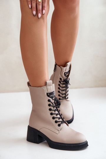 Bottines doublées pour femmes en cuir naturel Vinceza 66671 couleur sable
