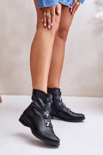 Bottines doublées pour femmes jusqu'aux genoux couleur noire Evalith 2