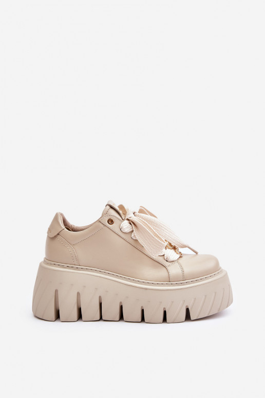 Chaussures modèle baskets Féminin avec des semelles massives à la mode avec des détails dorés CheBello 4530 beige Chaussures modèle baskets Féminin avec des semelles massives à la mode avec des détails dorés CheBello 4530 beige