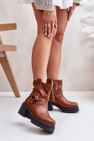 Bottines pour femmes jusqu'aux genoux LeĮskis 3435 couleur brune 2