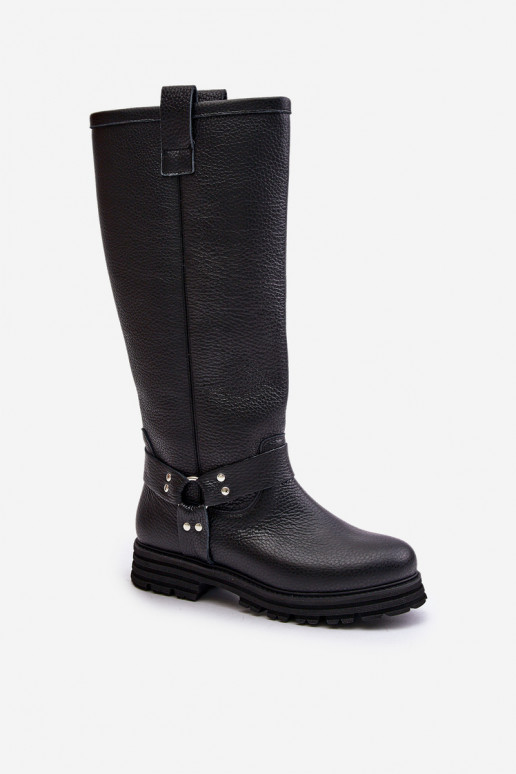 Peau bottes pour femmes Contre la route LeÀski 3615 couleur noire
