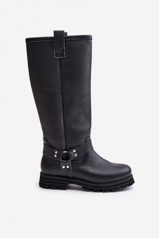 Peau bottes pour femmes Contre la route LeÀski 3615 couleur noire