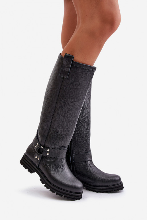 Peau bottes pour femmes Contre la route LeÀski 3615 couleur noire