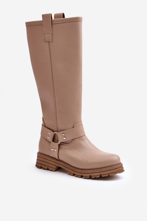Peau bottes pour femmes Contre la route LeÀski 3615 beige Peau bottes pour femmes Contre la route LeÀski 3615 beige