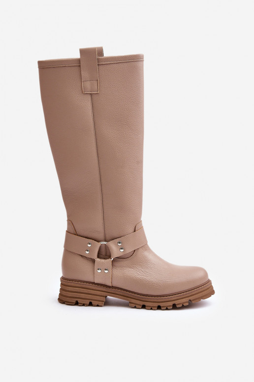 Peau bottes pour femmes Contre la route LeÀski 3615 beige Peau bottes pour femmes Contre la route LeÀski 3615 beige