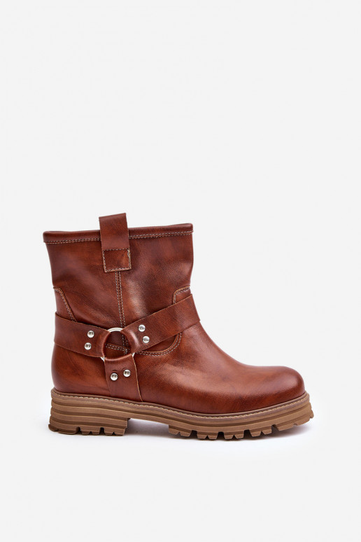 Peau Bottes pour femmes avec des talons larges LeÀski 3610 marron