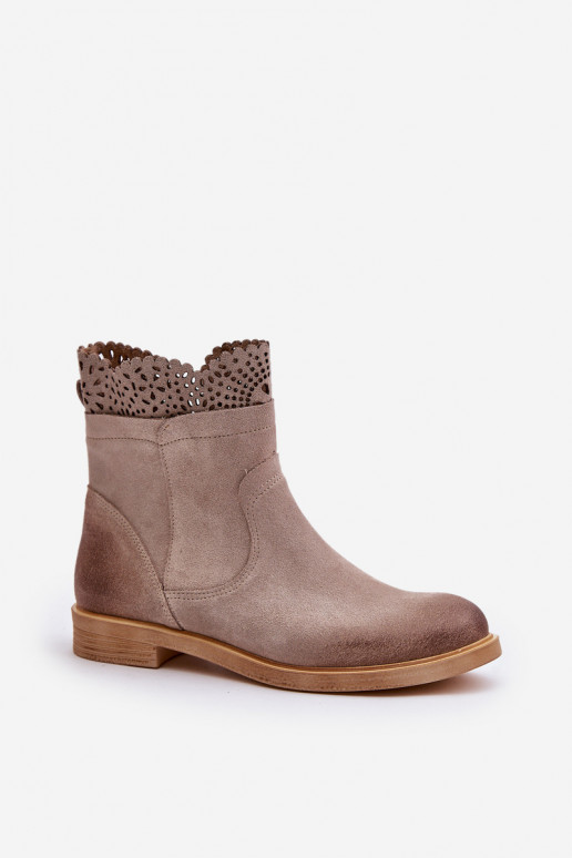 chaussures à talons bas pour femmes avec des talons larges en daim LeÀski 3624 couleur cappuccino