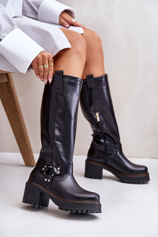 Peau bottes pour femmes Contre la route LeÀski 3432 couleur noire