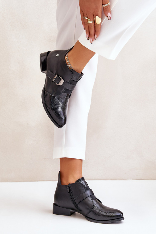 Peau Faible Bottes Au Château Il fautciejka 06692-01 couleur noire Peau Faible Bottes Au Château Il fautciejka 06692-01 couleur noire