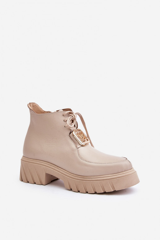 Zazoo 2952 Peau Bottes avec des détails dorés beige Zazoo 2952 Peau Bottes avec des détails dorés beige