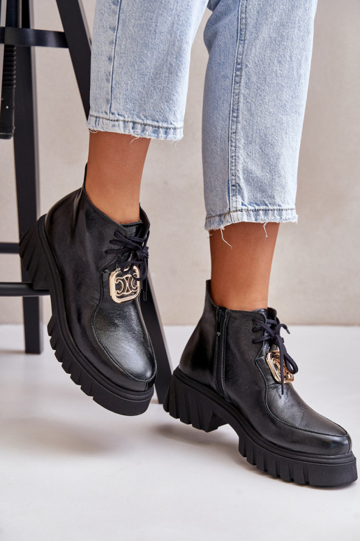 Zazoo 2952 Peau Bottes avec des détails dorés couleur noire