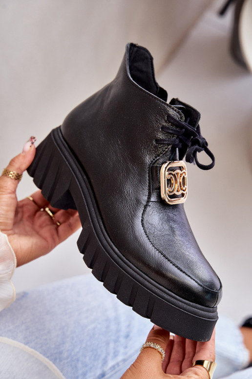 Zazoo 2952 Peau Bottes avec des détails dorés couleur noire