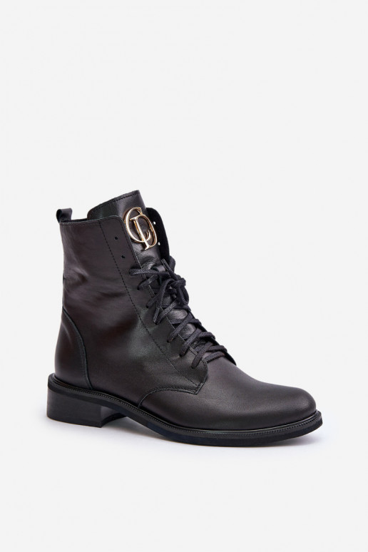 Zazoo 2955 Peau Bottines de travail Ze couleur doréem Detalem Activé Języku couleur noire Zazoo 2955 Peau Bottines de travail Ze couleur doréem Detalem Activé Języku couleur noire