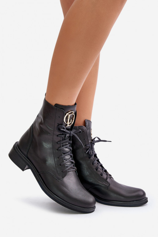Zazoo 2955 Peau Bottines de travail Ze couleur doréem Detalem Activé Języku couleur noire Zazoo 2955 Peau Bottines de travail Ze couleur doréem Detalem Activé Języku couleur noire
