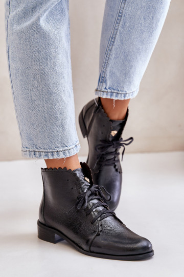 Zazoo 2964 Peau Bottes avec des talons larges couleur noire