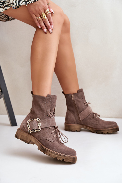 Zazoo 2951 Chaussures en daim décorer avec boucles beige Zazoo 2951 Chaussures en daim décorer avec boucles beige