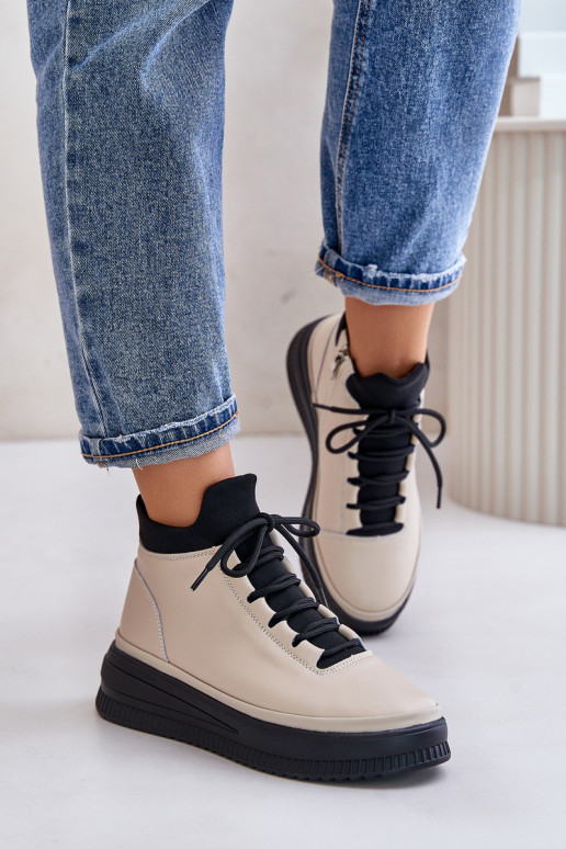 Peau baskets avec une plateforme Artiker 55C0554 beige  Peau baskets avec une plateforme Artiker 55C0554 beige