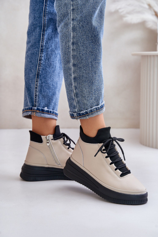 Peau baskets avec une plateforme Artiker 55C0554 beige  Peau baskets avec une plateforme Artiker 55C0554 beige