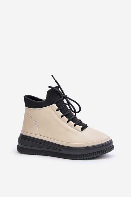 Peau baskets avec une plateforme Artiker 55C0554 beige  Peau baskets avec une plateforme Artiker 55C0554 beige