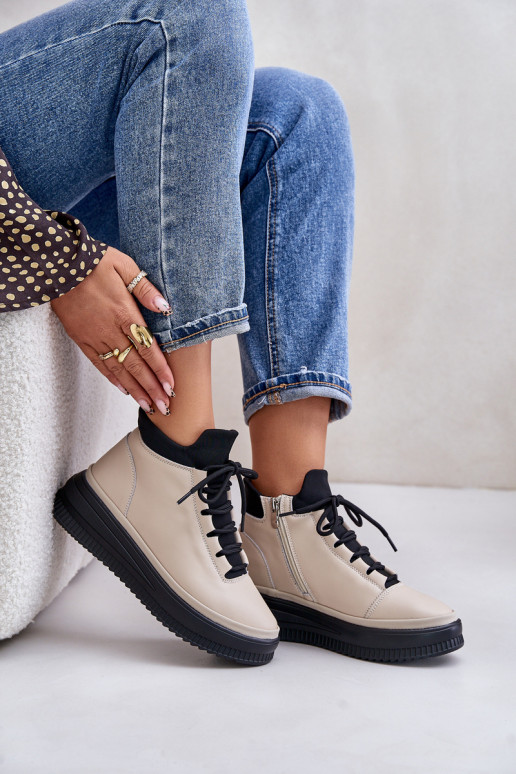 Peau baskets avec une plateforme Artiker 55C0554 beige  Peau baskets avec une plateforme Artiker 55C0554 beige