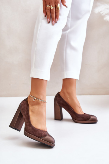 Chaussures en daim avec des talons Laura Messi 2702 marron 2