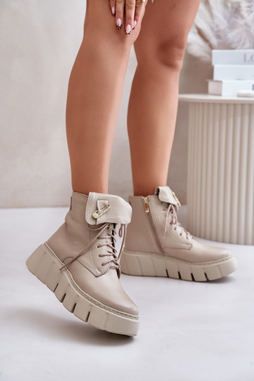 Zazoo 60511 Peau Bottes pour femmes avec une plateforme réchauffer beige