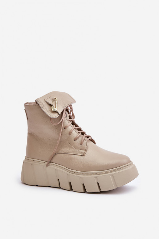 Zazoo 60511 Peau Bottes pour femmes avec une plateforme réchauffer beige