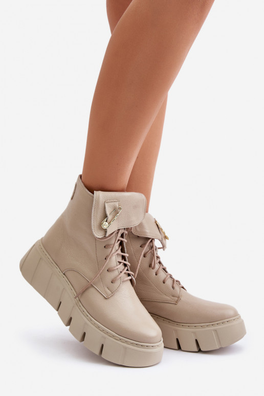 Zazoo 60511 Peau Bottes pour femmes avec une plateforme réchauffer beige