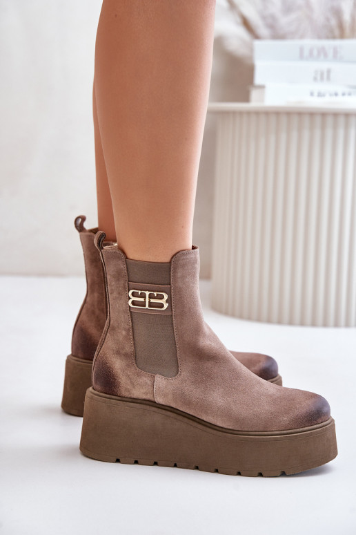 Zazoo 60498 Féminin en daim bottes élégantes avec une plateforme I Koturnie beige Zazoo 60498 Féminin en daim bottes élégantes avec une plateforme I Koturnie beige