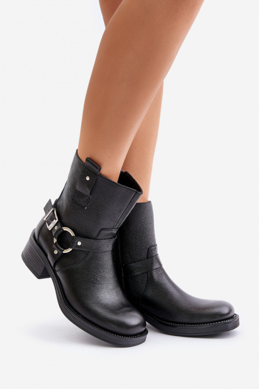Zazoo 60480 Peau Bottes Sur un talon bas réchauffer couleur noire Zazoo 60480 Peau Bottes Sur un talon bas réchauffer couleur noire