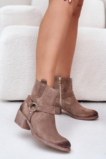 Zazoo 60477 bottines en daim isolées avec talons, couleur sable 2