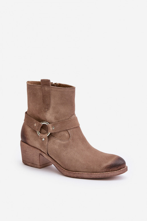 Zazoo 60477 en daim réchauffer Bottes avec des talons beige