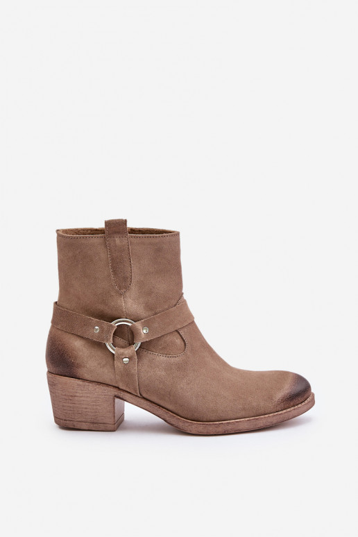 Zazoo 60477 en daim réchauffer Bottes avec des talons beige