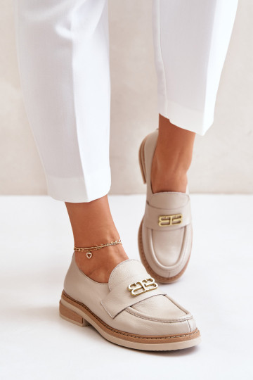 Zazoo 20174 chaussures en cuir au style élégant pour femmes avec larges talons, couleur sable