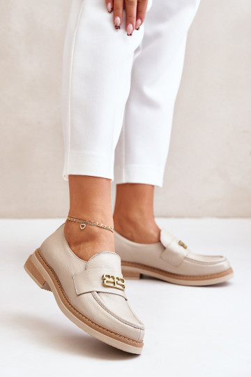 Zazoo 20174 chaussures en cuir au style élégant pour femmes avec larges talons, couleur sable 2