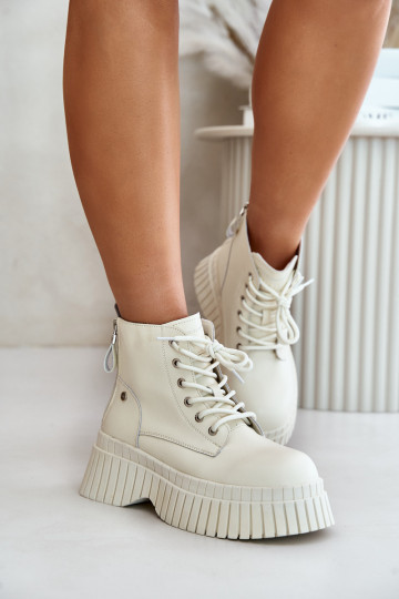 réchauffer Peau Bottes chaussures avec des semelles massives à la mode GOE OO2N4127couleur ivoire 2