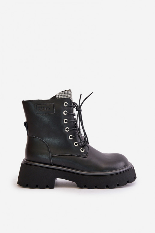 réchauffer Peau Bottines de travail Féminin avec des yeux qui clignotent GOE OO2N4125 couleur noire